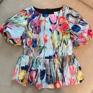 *NWT* MILLY Bennett Metallic Tulip Top (XS / P)